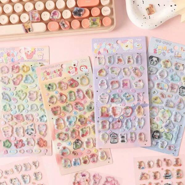 3D geprägte Kristall Stereo süße Aufkleber, DIY Dekoration für Kinder, Mädchen, Handy