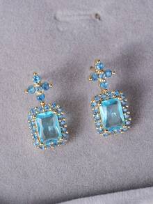 1 Cặp bông tai đính đá Cubic Zirconia tuyệt đẹp dành cho nữ dùng để trang trí tiệc cưới, đính hôn, kỷ niệm ngày cưới, quà tặng ngày lễ tình nhân - 4 # - Xem 16