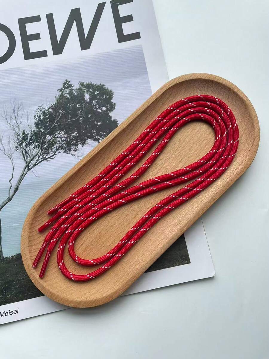 1 Pair Geometric Pattern Casual Beach Polyester Rope Sandals, Versatile For Outdoor Use All Year Round - Red - View 1