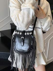 Women's Handbag, New Versatile Shoulder Crossbody Bag, Casual Textured Bucket Bag - Black - View 1