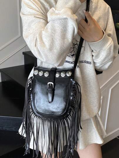 女士手提包，新款多功能单肩斜挎包，休闲纹理水桶包