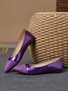 2025 New Fashion Pointed Toe Flats, Versatile Casual Soft-Sole Elegant Outdoor Loafers, Available In Multiple Sizes - Purple [Patchwork] - View 5