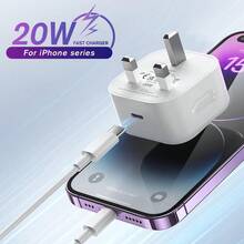 20W PD Smart Charging Plug + 3.3ft/100cm Stable Data Sync Fast Charging Cable, Compatible With IPhone 14 Pro Max/14 Pro/14/13 Pro Max/13 Pro/13/12/11/Xs/X/Xs Max/ Series - White - View 2