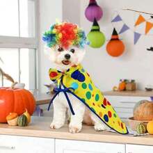 3pcs Clown Dog Costume Set, Including Clown Bow Tie, Dog Wig And Dog Cape, Suitable For Dog/Cat Halloween Costume Party Accessories - Multicolor - View 3