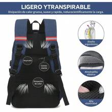 Mochila para portátil, mochila de 15.6 pulgadas, mochila impermeable antirrobo con puerto de carga USB y puerto para auriculares, unisex - azul - Ver 5