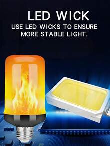 1 pieza/2 piezas/3 piezas/4 piezas Bombillas de luz con efecto de llama LED, bombillas de luz parpadeante amarilla/azul con efecto invertido, 4 modos de bombillas de luz de fuego, base E26/E27 para decoración de Halloween, Navidad, fiestas, interiores y exteriores del hogar - Lámpara de llama - Ver 5