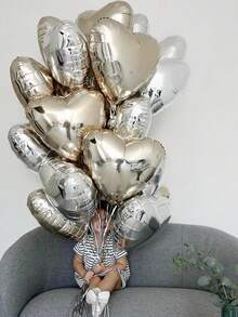 Zestaw 12 balonów w kształcie serca, 18 cali, czerwone, srebrne, różowe złoto, fioletowe balony foliowe, odpowiednie do dekoracji walentynkowych, romantycznych dekoracji, dekoracji na randkę dla par, dekoracji na przyjęcie urodzinowe - Wielokolorowe - Zobacz 6