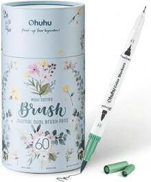 Ohuhu Markers For Adult Coloring Books No Bleeding 60 Colors Coloring Markers Water-Based Dual Tips Fineliner & Brush Drawing Pens Art Pens For Adults Sketch Journal - Maui - White - 60色 - 查看 10