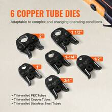 Herramienta de prensado  Pro, herramienta eléctrica de 18 V para tubos de cobre de 1/2" a 2", kit con 6 mordazas profesionales, 2 baterías de 4 Ah, cargador rápido y estuche de transporte. - 1/2" a 2" - Ver 3