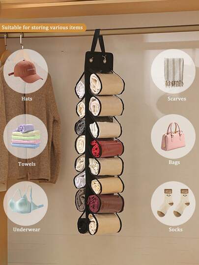 1PC Black Hanging Clothes Bag 16/26 Yoga Clothes Storage Hanging Bags Simple Bedroom Multi-Layer Storage Hanging Bag Underwear Storage Hanging Bag Three-Dimensional Wardrobe Storage Organization Bag Storage Hanging Bag-Storage Bag