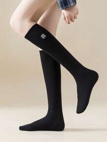 1 Pair Women's Over The Calf Socks, & Versatile, Suitable For Various Occasions, Cozy Socks - Multicolor - View 7