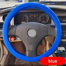 Funda de volante de silicona automotriz universal, a prueba de sudor, antideslizante, elástica, protectora para todas las estaciones, multicolor - verde claro - Ver 13