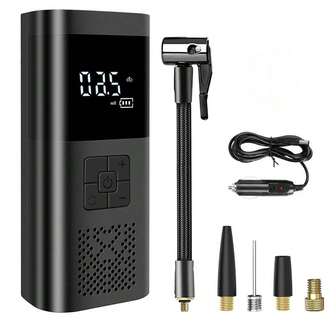 Portable Intelligent Air Pump, Tire Air Pump.Quickly Replenish Qi In 20 Seconds.With Digital Pressure Gauge And LED Display, With Its Own Lighting Function (Three Lighting Modes).The Air Pressure Unit Can Be Switched.Suitable For Cars, Bicycles, Motorcycles, Ball Games, Etc.Emergency Inflator | Outdoor Inflator Equipment.