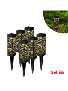 [Small Speaker] Outdoor Garden Solar Lawn Lamp, Rectangular Hollow Projection Lamp, Waterproof Design, Equipped With 200 MAh Battery, Made Of ABS Resin Material. Suitable For Outdoor Garden Ground Lighting, Night Lighting Of Family Terraces, Garden Lawn Path Lights, Can Also Be Used As A Gift For Holiday Parties Or Birthdays. - 暖光 - 查看 10
