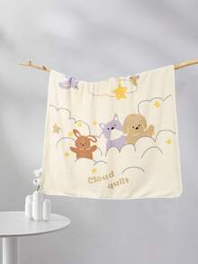 Weiche Baby-Decke mit süßem Cartoon-Bären- und Seestern-Muster - kuschelige Säuglingswickel, maschinenwaschbar, gemischte Farben, multifunktionale Kinderzimmer-Dekoration für Neugeborene und Kleinkinder, Baby-Decke, verspieltes Design, strapazierfähige Säuglingsdecke