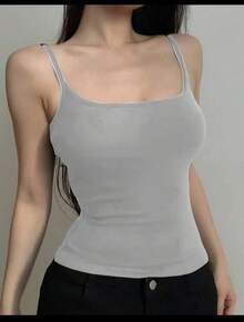 Basic Women's Tank Top With Straps. Basic Baita Nightgown/Vest - Grey - View 1