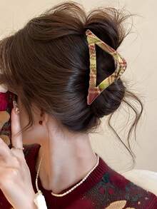 1 Stück karierte Schleife Haarklammer, elegantes Haarklammer Haaraccessoire, Winterdutt Haarspange, Neuer Stil Kopfschmuck 2025 - Verschiedenfarbig - Übersicht 5