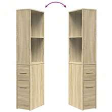 vidaXL Schmaler Badschrank Mit Rollen, Sonoma-Eiche Holzwerkstoff - Giallo - Visualizzare 8
