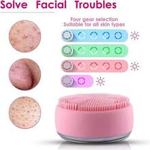 2 IN 1 Mini Electric Silicone Cleansing Brush Ultrasonic Cleansing Brush Massager USB Charging Waterproof Cleansing Device 600mAh