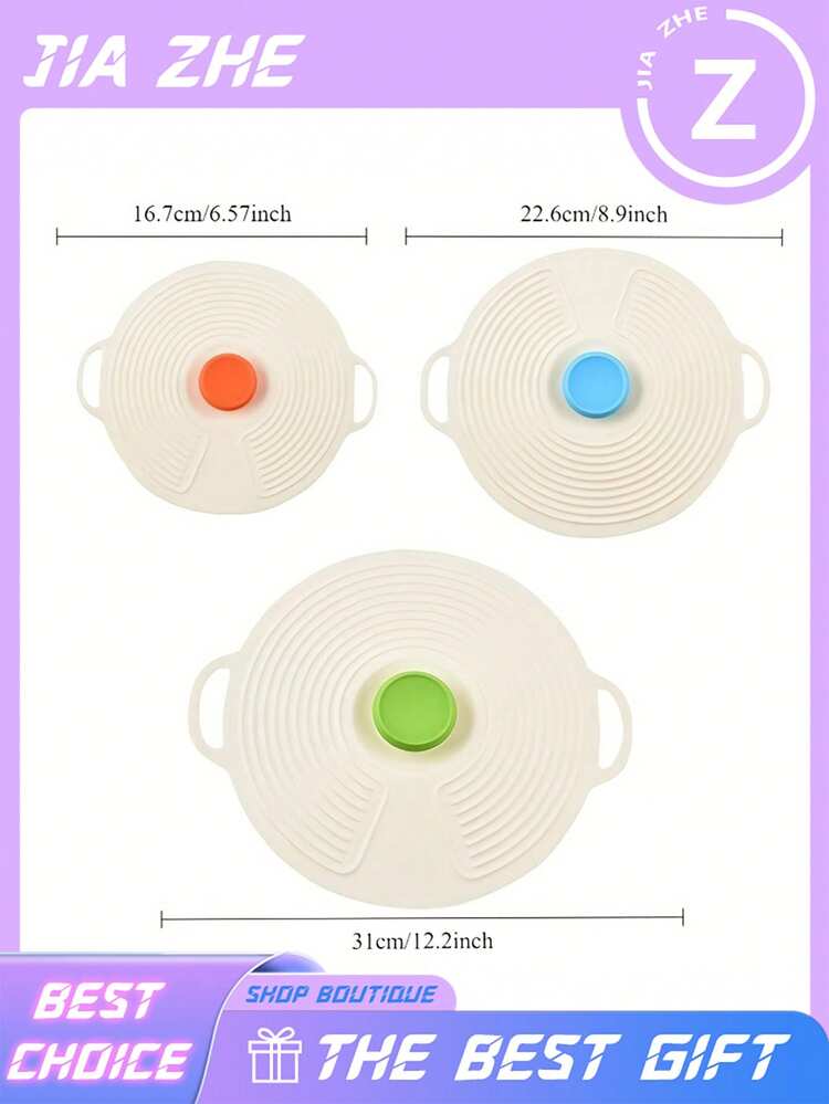 1/2pcs Silicone Lids Set With Double Handle & Suction Seal - Heat-Resistant Microwave & Stovetop, Reusable Lids For Bowls, Plates, Frying Pans, Cups - Dishwasher (Check Manual) - Non-Stick Lid Covers For Hot Dishes, Lids For Pots And Pans, Clear Pot Lid - Multicolor - View 8