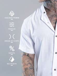 Men's Short Sleeve Shirt With Priest Collar – Premium Quality | Comfort And Style For Your Everyday Life - 白色 - 查看 4