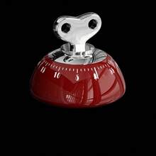 1个60分钟磁性厨房定时器，带响亮闹铃 - 无需电池，耐用塑料机械烹饪定时器，适用于烘焙、烤制和烧烤，易于读取的红色指针和透明玻璃盖，紧凑设计，适合家庭和专业厨房使用