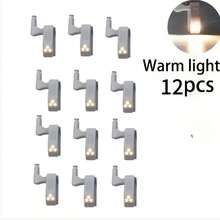 10/5 buc. Lumini LED pentru balamale de dulap cu senzor de mișcare, activate tactil, iluminare automată pentru dulapuri, instalare semi-încorporată, culoare alb cald, pentru bucătărie, dormitor, uși de dulap, sertare, dulapuri de vin și alte spații de depozitare (bateriile nu sunt incluse)