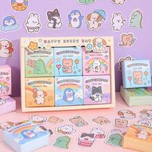 300 Sheets Cute Cartoon Animals Mini Scrapbooking Stickers Set Washi Decoration Materia Background Sticker For DIY Art Crafts Journaling Notebook Diary Planner Stationery Supplies Back To School - Màu vàng - Xem 6