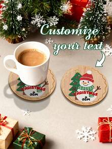 1 Stück personalisierte Foto-Holzuntersetzer, einzigartiger personalisierter Tischset, wasserdicht, ideal für Heim- und Esszimmerdekoration, Einweihungsgeschenke & Geburtstagsgeschenke, personalisierte Weihnachtsdekoration, Schneemann Weihnachtsschmuck, Weihnachtsgeschenk, personalisierte Geschenke