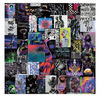 40pcs Harajuku Style Acidic Poster Stickers, Self-Adhesive, Reusable, Irregular Shape, Suitable For Scrapbooks, Laptops, Cars, Water Bottles, Mobile Phones - Mixed Colors, Compatible With Plastic Surfaces, Perfect For Giving As A Gift