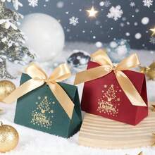 5/20 Pcs Christmas Tree Pattern Gift Theme Dessert Packaging Box, Biscuit Snack Gift Packaging, Christmas Candy Gift Packaging Gift Box - Wave Cover - View 6