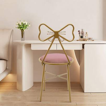 Deep Pink Butterfly-Shaped Vanity Chair Dining Chair Makeup Chair Butterfly Backrest Chair