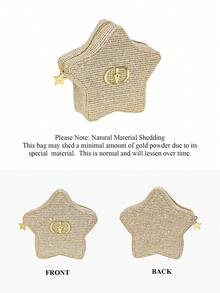 Dior Gold Glitter Star Shaped Makeup Bag With Metal Logo, Mini Party Cosmetic Pouch - Gold - View 5