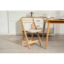 Solid Wood Folding Chair - Space-Saving, Durable & Stylish Design For Home, Office Use - Beige - View 5