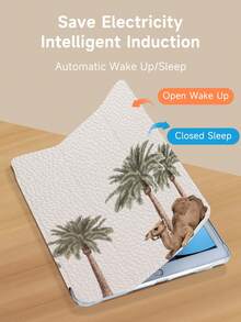 Kingsung Ốp bảo vệ máy tính bảng kiểu Trung Đông với họa tiết cây chà là và lạc đà, tương thích với iPad 9.7/10.2/10.5/10.9/12.9/Pro 11 (thế hệ thứ 10), Galaxy Tab S6 Lite 10.4", Kindle Paperwhite thế hệ thứ 12 (2024), Kindle 2022 (thế hệ thứ 11), mềm mại, chống sốc, chân đế thông minh/chức năng tự động bật/tắt màn hình. - Đen và trắng - Xem 4