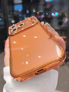 奢華電鍍水鑽閃亮手機殼，適用於 iPhone 17 16E 15 14 13 12 11 X XS Max XR Pro Plus、Galaxy S26 A02S-A07 A12-A17 A22-A26 A32-A36 A50-A56 S20-S25、Honor Magic Reno Smart - 橘色 - 查看 4