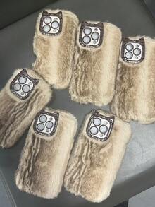 Merlard 适用兼容 15 手机壳，16 片装个性水貂毛保暖 15 Pro Max 手机壳，新款秋冬款兼容 14 Pro，高颜值 13 镜头全覆盖 14 防摔硅胶 - 棕色 - 查看 9