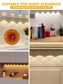 50/40/30/20cm Cat Eye Hill Light, LED Cabinet Light With Motion Sensor And Three-Color Changing Strip, Ultra-Thin Smart Kitchen Counter Lamp With Rechargeable Battery And Body Sensor, Wardrobe Home Decor Hill Light, Motion Sensor Light, Hill Light, Night Light, Cat Eye Spotlight, Sensor Light, LED Light, Three-Color Dimmable Light, Lighting - Cat's Eye Hill Light - View 11