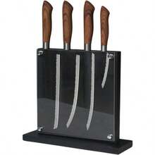 Magnetic Knife Block With Acrylic Shield 26*24 Cm Double Side Kitchen Knife Holder Without Knives Acacia Wood Universal Knife Storage Organizer With Powerful Magnet For Kitchen Counter Black