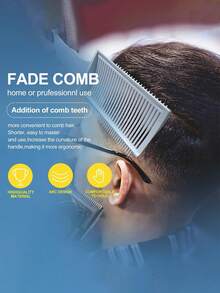 1把定位造型梳，油头渐变剪发梳，剪发工具，平头推剪梳，蓬松定位剪发专用梳，可调节弧度定位剪发梳，剪发辅助工具，适用于男士、理发师和美发沙龙 - 彩色 - 查看 4