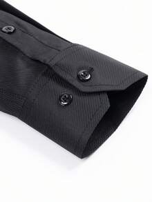 Men's Breathable, Non-Sticky Dress Shirt, Easy To Wash And Dry, Ideal For Work, Meetings, And Everyday Wear - 黑色 - 查看 4