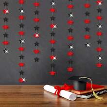 Baby Royal Navy Blue Party Decorations Streamers Garland - 12pcs Boy Birthday Frozen Ocean Shower 4 - Leaf Paper Clover Streamer, Bachelorette Bridal Wedding Engagement Banners Decor 2025 - 紅黑色 - 查看 8