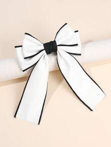 1pc White Bowknot Girl Hair Clip, Small Size Hair Accessory, Delicate PU Material Hair Clip Decor, Suitable For Teenagers - Multicolor - View 8
