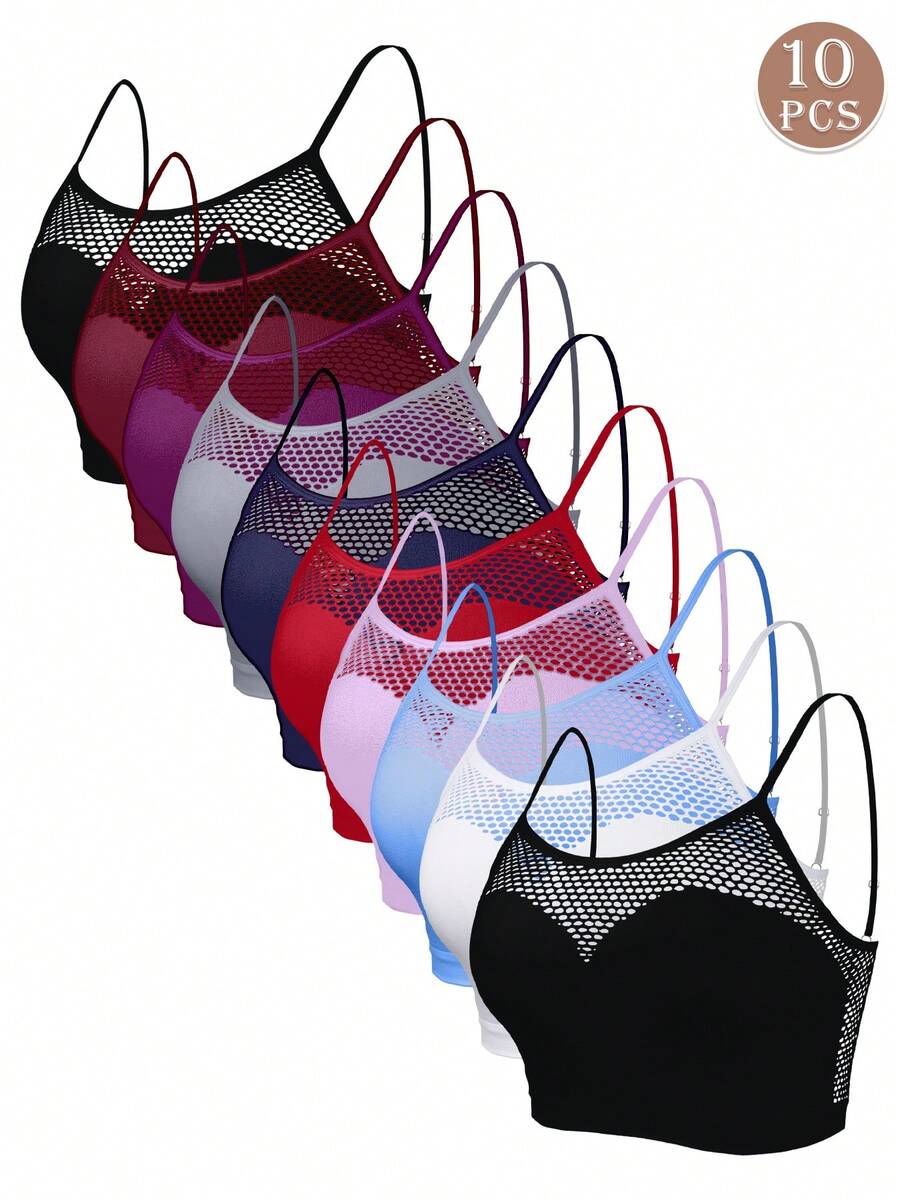 10pcs/Pack Women Sexy Mesh Breathable Supportive Bras, Multicolor - 彩色 - 查看 1