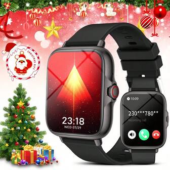 智能手表热销 1 件装升级版智能手表，女士手表，带表带，支持无线通话、计步、卡路里计算、距离追踪、多种运动模式、闹钟提醒，多功能智能手表，兼容智能手机，万圣节和圣诞节礼物