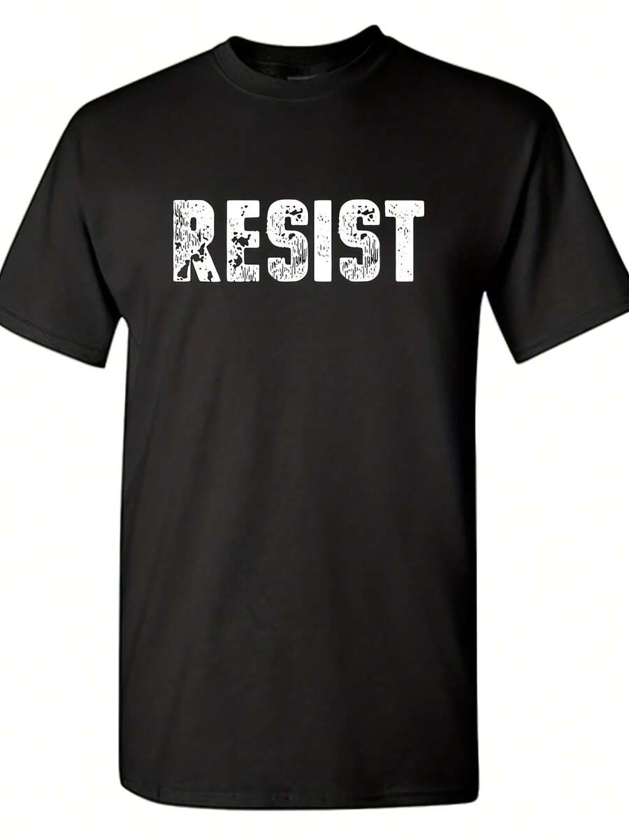 Resist Graphic Tee Sarcastic Humor Novelty T-Shirt,This Fun Printed Casual T-Shirt Is The Perfect Gift For Valentine's Day/Christmas - 款式22 - 查看 1