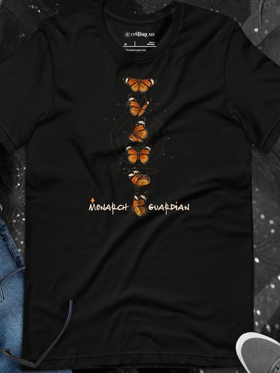 Monarch Guardian Butterfly Shirt Celestial Conservation Tee,This Fun Printed Casual T-Shirt Is The Perfect Gift For Valentine's Day/Christmas - 款式24 - 查看 1