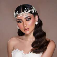 1 قطعة شريط رأس مطرز من سبائك معدنية للعروس، لون فضي وذهبي، إكسسوارات شعر للعروسة والخادمات مناسبة للزفاف والاستخدام اليومي والمسابقات