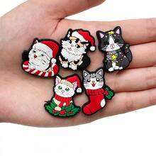 Zestaw 20 zawieszek do butów z motywem świątecznych kotków, ozdoby do butów z PVC do torby plażowej, zawieszki do akcesoriów do butów, pomysł na prezent urodzinowy, świąteczny, walentynkowy, halloweenowy - Wielokolorowe - Zobacz 5