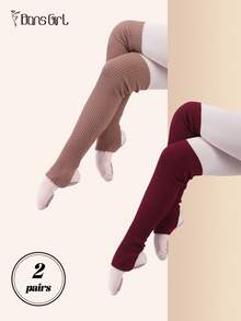 DonsGirl 2双Y2K罗纹针织腿套 - 可爱秋季舞蹈袜，适合芭蕾/瑜伽/健身 - 彩色 - 查看 16